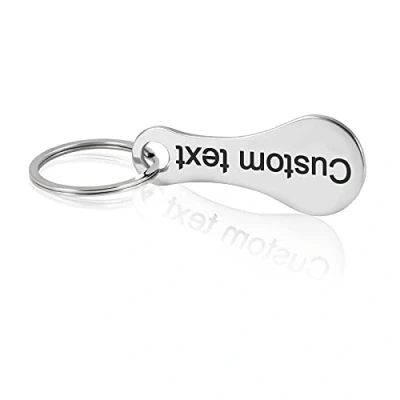 Immagine di CGFN Portachiavi personalizzato per carrello della spesa, in acciaio inox, argento,