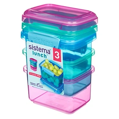 Immagine di Sistema Lunch contenitori per pranzo 400 ml Vasetti piccoli snack Plastica senza BPA Colori assortiti 3 pezzi