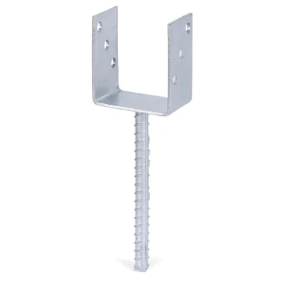 Immagine di Alberts 214265 Staffa portapalo ad U, con ancoraggio in calcestruzzo acciaio ondulato, zincata a caldo, Larghezza libera 91 mm, Lunghezza dell&#039;ancoraggio 200 mm