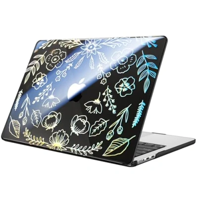 Immagine di FINTIE Custodia Compatibile con MacBook Air M3 M2 13.6 Pollici 2022 2024 (Modello A3113/A2681) Cover Rigid Protettivo Guscio Rigido Case, Giardino (Nero)