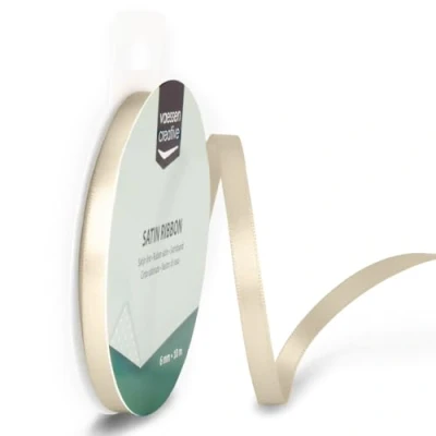 Immagine di Vaessen Creative Ribbon Lyon Wired Nastro di Raso, Avorio, 6 mm x 10 m