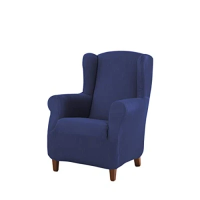 Immagine di Estoralis Berta Copripoltrona Elasticizzate, Tessuto, Azzurro, Poltrona con Orecchie
