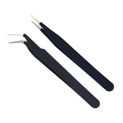 Immagine di YPYMOD 2 Pezzi Pinzetta, Pinzetta Extension Ciglia, Pinzette Diritto e Curvo Tip Pinza, per Estensioni DIY (Nero)