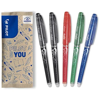 Immagine di PILOT Frixion Point FLW538615 Penna a sfera cancellabile, punta da 0,5 mm, 2 nero/1 verde/1 rosso/1 blu (confezione 5)