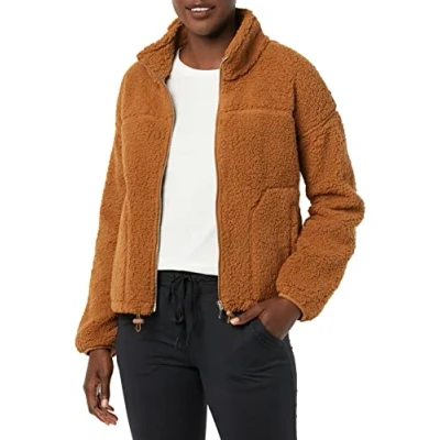 Immagine di Amazon Essentials Giacca in Pile e Sherpa con Zip a Tutta Lunghezza Donna, Tan Scuro, XXL