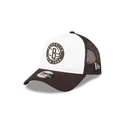 Immagine di New Era Brooklyn Nets Team Colour Block A Frame Black White Adjustable Trucker cap One Size