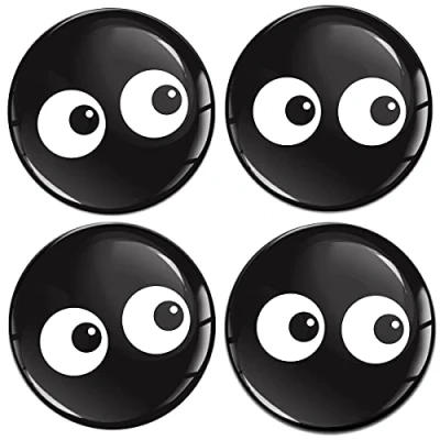 Immagine di Biomar Labs® 4 x 60mm 3D Adesivi in Silicone per Coprimozzo Cerchione Copricerchi Tappi Ruote Auto Tuning Occhi Neri A 1860