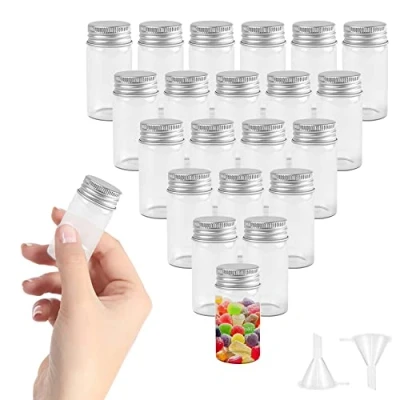 Immagine di REFORUNG 48 Pz Provette in Vetro con Tappo a Vite Alluminio da 25ml Portaconfetti Provetta Trasparente Flaconi Sigillati di per Feste,Spezie,Artigianato e Caramelle