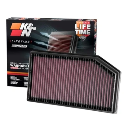 Immagine di K&amp;N Filtro Aria di ricambio compatibile con Jeep Wrangler JL 2.0 &amp; 3.6 2018 (33 5076)