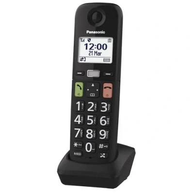 Immagine di Panasonic KX TGUA10EXB Combinata aggiuntiva per telefoni digitali wireless TGU130/KX TGU110, tasti grandi, chiamata preferita, compatibile con apparecchi acustici, unità principale richiesta,