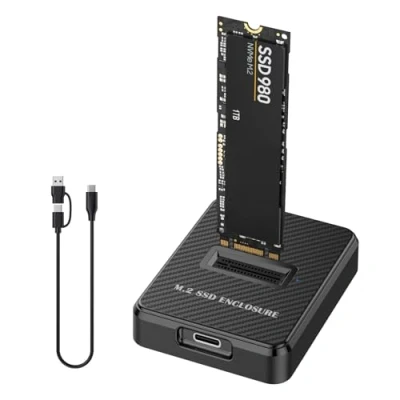 Immagine di SHUBEIEUMI Case SSD M.2 NVMe, USB 3.1 Gen2 per PCIe M Key/M+B Key 2230/2242/2260/2280, Supporto UASP e TRIM, Installazione Senza Strumenti (Nero)