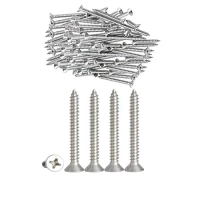 Immagine di Qrity 100 Pezzi M4 x 40mm Viti autofilettanti in acciaio inossidabile a testa piatta Phillips per lavorazione del legno fai da te.