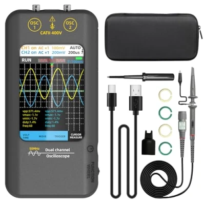 Immagine di BSIDE O2 Oscilloscopio Digitale Portatile 2 Canali 50MHz Touch LCD a Colori 3,98 Pollici Tascabile Ricaricabile Generatore di Segnali per Auto Elettricista