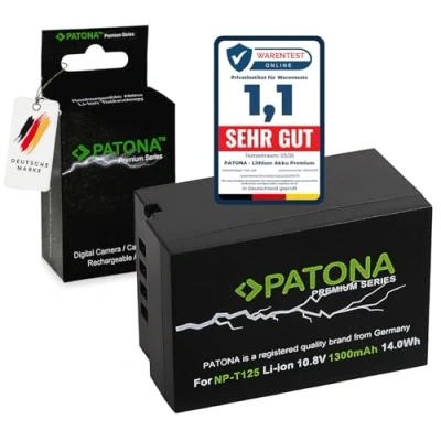 Immagine di PATONA Premium Batteria Ricambio per Fuji NP T125 NPT125 Batterie 1300mAh Compatibile con Fujifilm GFX 50S, GFX50S, 50S II, 50R, GFX50R, 100, GFX100