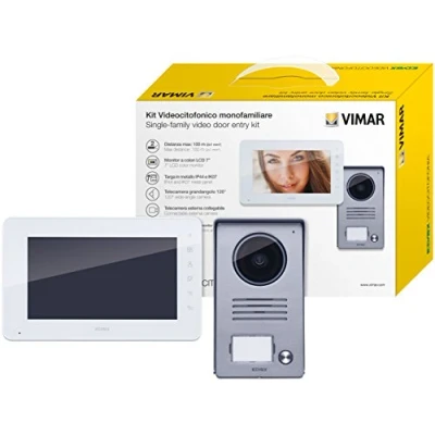 Immagine di VIMAR K40990 Kit videocitofono da parete, vivavoce, colori LCD 7&#039;&#039;, tastiera capacitiva, targa audiovideo, alimentatore con spine standard EU, UK, US, AUS