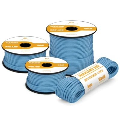 Immagine di Abma Cord Paracord 4mm 15m Corda 550 Tipo III 7 Fili per All&#039;aperto, Sopravvivenza, Campeggio, Fai Da Te Max. 250 kg Azzurro