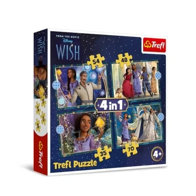 Immagine di Trefl Wish, i sogni diventano realtà Puzzle 4 in 1, Puzzle, da 35 a 70 Pezzi Diversi Livelli di Difficoltà, Colorati con Personaggi delle Fiabe, Gioco per Bambini dai anni