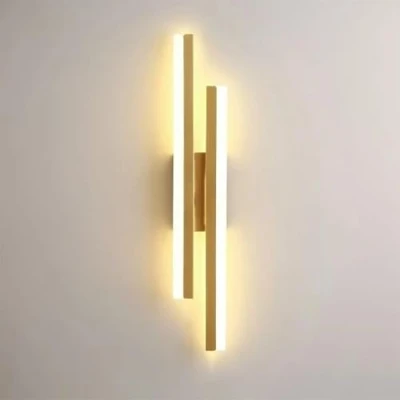 Immagine di Comely Applique da Parete Interno Moderna in Alluminio, 16W Linea Lampada Parete, Oro a Muro LED per Camera Letto Soggiorno Corridoio Ufficio Scala, Bianco Caldo 3000K