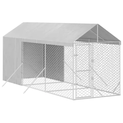 Immagine di vidaXL Cuccia Cani da Esterno Tetto Argento 2x6x2,5 m Acciaio Zincato