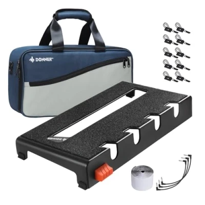 Immagine di Donner DB S100 Pedalboard Pedaliera Effetti per Chitarra in Alluminio portatile incluso Zaino impermeabile e Nastro Adesivo Dispositivo di montaggio dell&#039;alimentatore, 36,7 x 19,1 5,2 cm