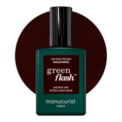 Immagine di Manucurist Smalto semipermanente bordeaux scuro Green Flash Hollyhock per unghie gel 12 free, bio based (84%) Made in France 15 ml