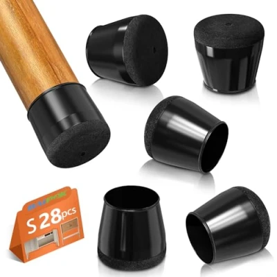Immagine di Feltrini per Sedie Rotondi, 28 Pezzi Tappi Sedie, Gommini in Silicone con Feltro, Elastiche Protezione Gambe Delle Antigraffio(Fit:20 30mm)