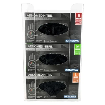 Immagine di ARNOMED porta guanti in lattice, 1 dispenser da parete per 3 scatole, scatola nitrile, lattice e vinile, a acrilico trasparente 24,6x8,1x41 cm