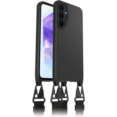 Immagine di OtterBox Cover React Lanyard per Samsung Galaxy A55 5G, resistente a shock con cordino collana,adattabile e intercambiabile,testata norme MIL STD 810G, Nero, Senza Retail Package