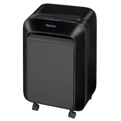 Immagine di Fellowes distruggi documenti a miniframmento LX210, 16 fogli, per piccolo ufficio, da 1 3 utenti, cestino 23 litri, distruggidocumenti con tecnologia Intellibar e Safesense, nero