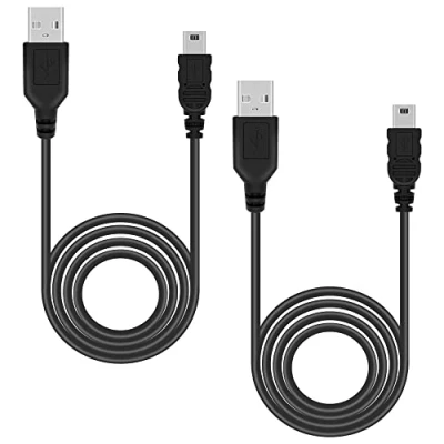 Immagine di Mcbazel Lot 2 PS3 Cavo di Ricarica da USB a Mini 1M per Controller/Dispositivo Port Nero
