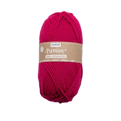 Immagine di Glorex 5 1001 05 Gomitolo di lana Premium, 100% acrilico, facile da applicare, versatile, caldo, morbido, non graffia, 50 g, circa 140 m, fucsia