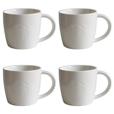 Immagine di STARBUCKS Serie Fore Here Set di 2 bicchieri da piede, colore: bianco, 4 Short/8oz/227 ml
