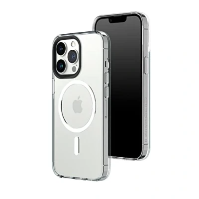 Immagine di RhinoShield Clear Case Compatible with Magsafe for [iPhone 13 Pro] Superior magnetic, Advanced Yellowing Resistance, Crystal Clear, Protective and Customizable Phone Black Camera Rim