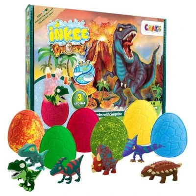 Immagine di INKEE Scatola con 6 bombe da bagno sorpresa de Dinosauro per bambini, Idea Regalo, giochi