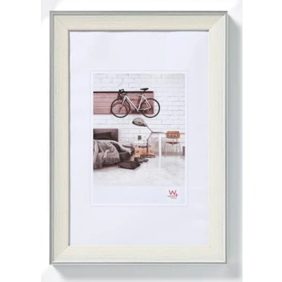 Immagine di walther design cornice crema 13 x 18 cm con bordo esterno argento, bohémien EN318C