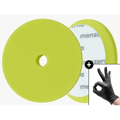 Immagine di Set Compagno di Dettagli Menzerna Premium Polishing Pad Soft Cut Foam 150 mm Spugna per lucidatura Morbida Verde + 2 Nitrile Guanti protettivi