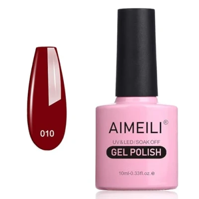 Immagine di AIMEILI Smalto Semipermente per Manicure Smalti Unghie in Gel UV LED Soak Off Rosso (010) 10ml