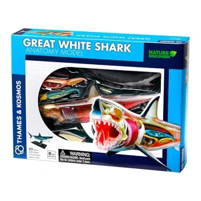 Immagine di Thames &amp; Kosmos , 261110 Great White Shark Anatomy Model 20 Parts with Stand and Illustrated Guide Book Nature Discovery Range Detachable 3D Models Ages 8+