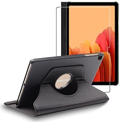 Immagine di ebestStar Cover per Samsung Galaxy Tab A7 10.4 T505 (2022, 2020), Custodia Protezione Rotazione 360, Pelle PU, Nero + Vetro Temperato