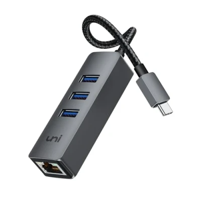 Immagine di uni Adattatore Ethernet USB C, HUB C con rete 1Gbps LAN RJ45 e porte 3.0 per Disco rigido, Tastiera, Mouse, compatibile iPhone 15 Pro/Max, MacBook, iPad, iMac, Chromebook, Galaxy, XPS