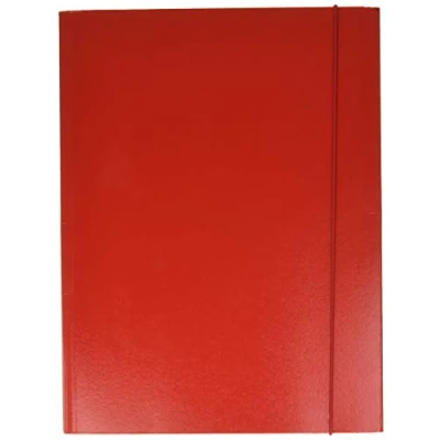 Immagine di ESSELTE Cartella a 3 lembi, Capacità 150 fogli, Formato 25x35, Chiusura con elastico tondo, Presspan, Confezione da 5, Rosso, Linear, 390341160