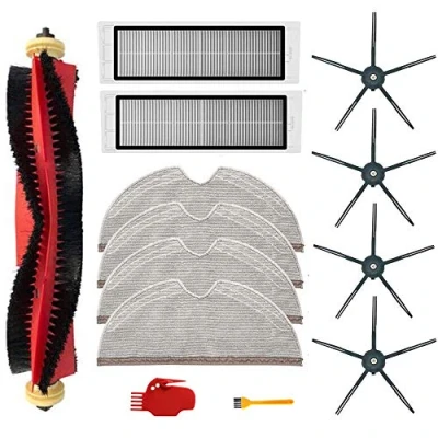 Immagine di Kit di accessori per pulire aspirapolvere Xiaomi Roborock S6 S60 S65 S5 MAX MAXV Pure, 13 pezzi: 1 spazzola a rullo, 2 filtri, 4 panni mocio, spazzole laterali, strumenti pulizia (nero)
