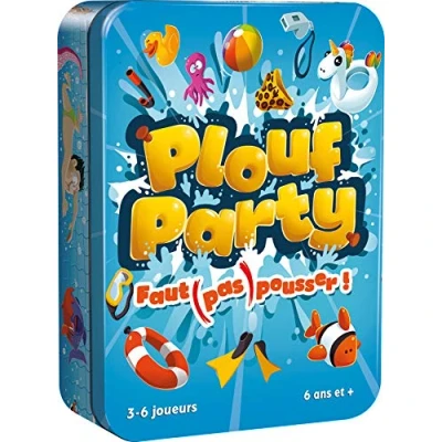 Immagine di Asmodee Cocktail Games Plouf Party Piscina in 3D Gioco da tavolo per bambini dai 6 anni di strategia e atmosfera viaggio Scatola metallo 3 a giocatori 15 min