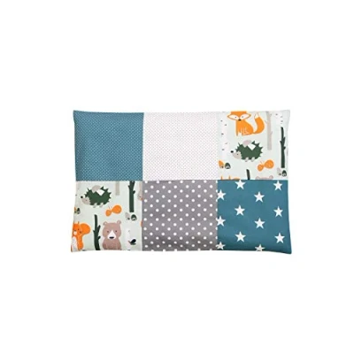 Immagine di Federa per guanciale neonato ULLENBOOM ® 40x60, foresta, blu, verde (con cerniera, adatta anche un cuscino decorativo, patchwork)