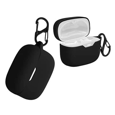 Immagine di kwmobile Custodia Silicone Cuffie Compatibile con JBL Tune 230 NC TWS / T230NC Cover Porta Auricolari Moschettone Case nero