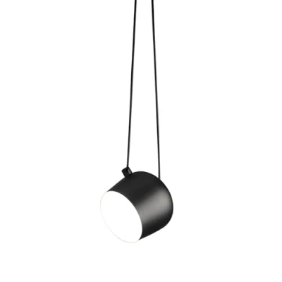 Immagine di Flos Aim Lampada a sospensione 24 cm orientabile con cavo 9 metri in alluminio Nero