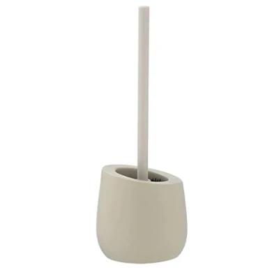 Immagine di WENKO Set WC Badi beige, ceramica di alta qualità con superficie opaca, incluso scopino per testina in silicone ed effetto antiaderente