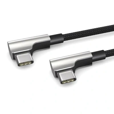 Immagine di PAXO cavo di ricarica da 1 m, 3A, USB C a C, 2.0, elegante spina angolata, guaina in tessuto particolarmente flessibile nero