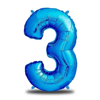 Immagine di envami® Palloncini Compleanno 3 Anni Blu 101 CM Palloncino Numero Numeri Gonfiabili Decorazioni Vola con l&#039;Elio