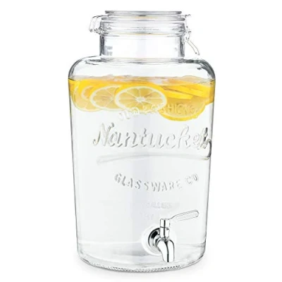 Immagine di Navaris Dispenser XL per Bevande in Vetro 8 Litri con Rubinetto Coperchio Ermetico Bibite Fredde Calde Distributore Acqua Drink